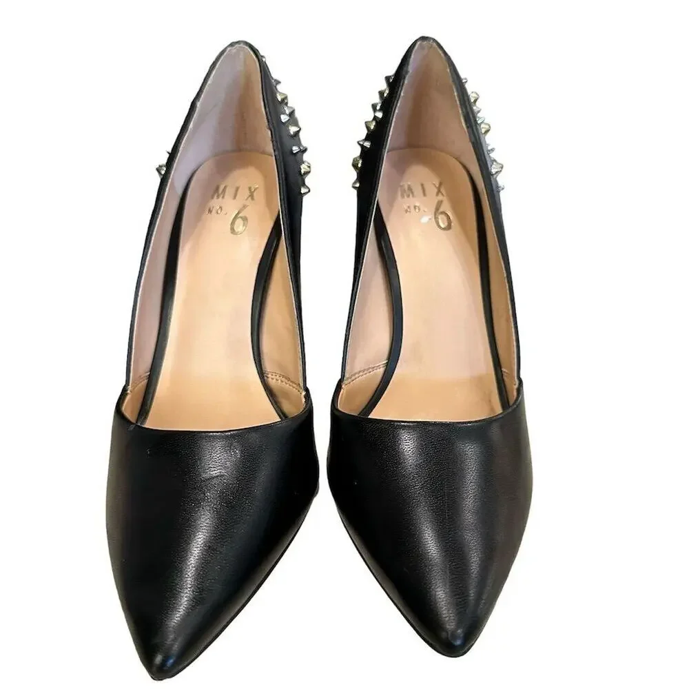 Mix No. 6 Women's Black Studded Stiletto Heels Size 7M Party Pumps 4” heels - Picture 3 of 11
